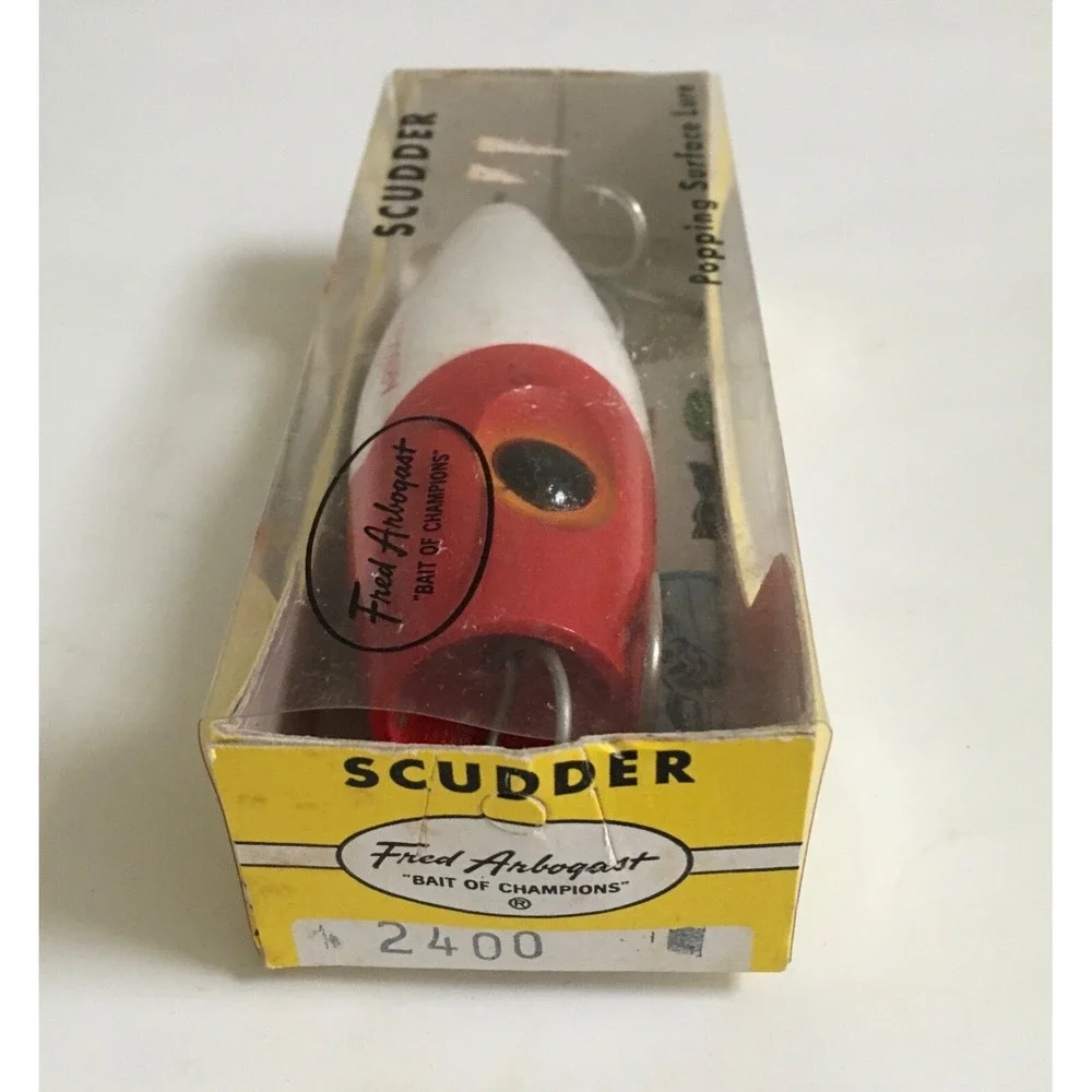Rare Vintage Fred Arbogast 2400 Salt Water Scudder Popping Surface Wood Lure NEW